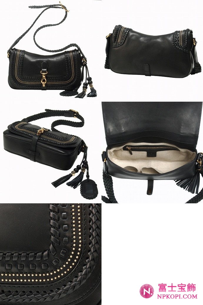 GUCCI/グッチ HANDMADEメタルGモンキーフィストタッセル付きウーブンレザーディテールミディアムショルダーバッグ 263954 ANG0G 1000 